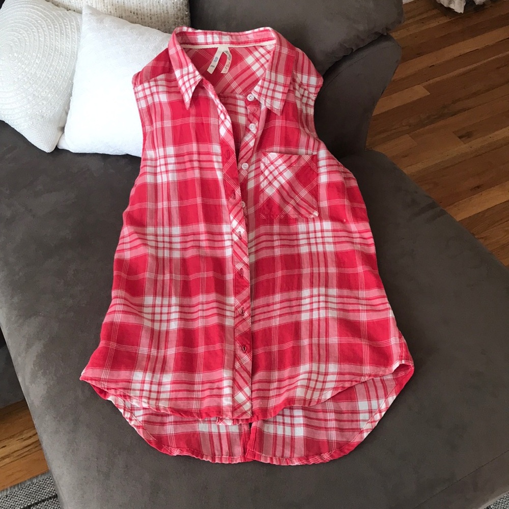 Girl Crazy plaid cotton button down top NWOT